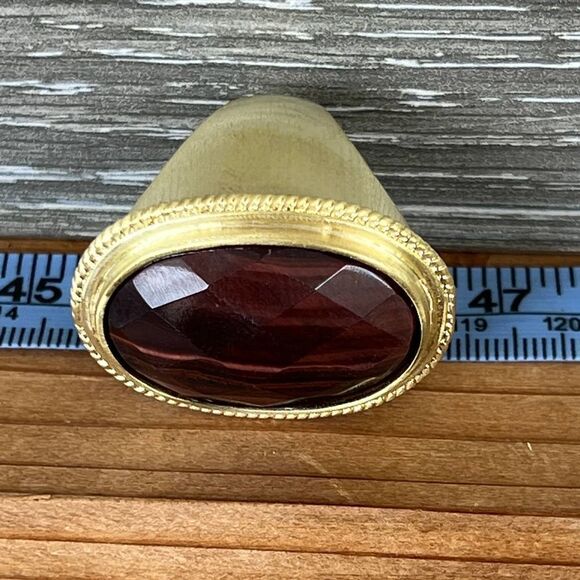 Reddish Brown Faceted Cabochon Sheila Fajl GLOW Statement Cocktail Ring 10 - Picture 15 of 15